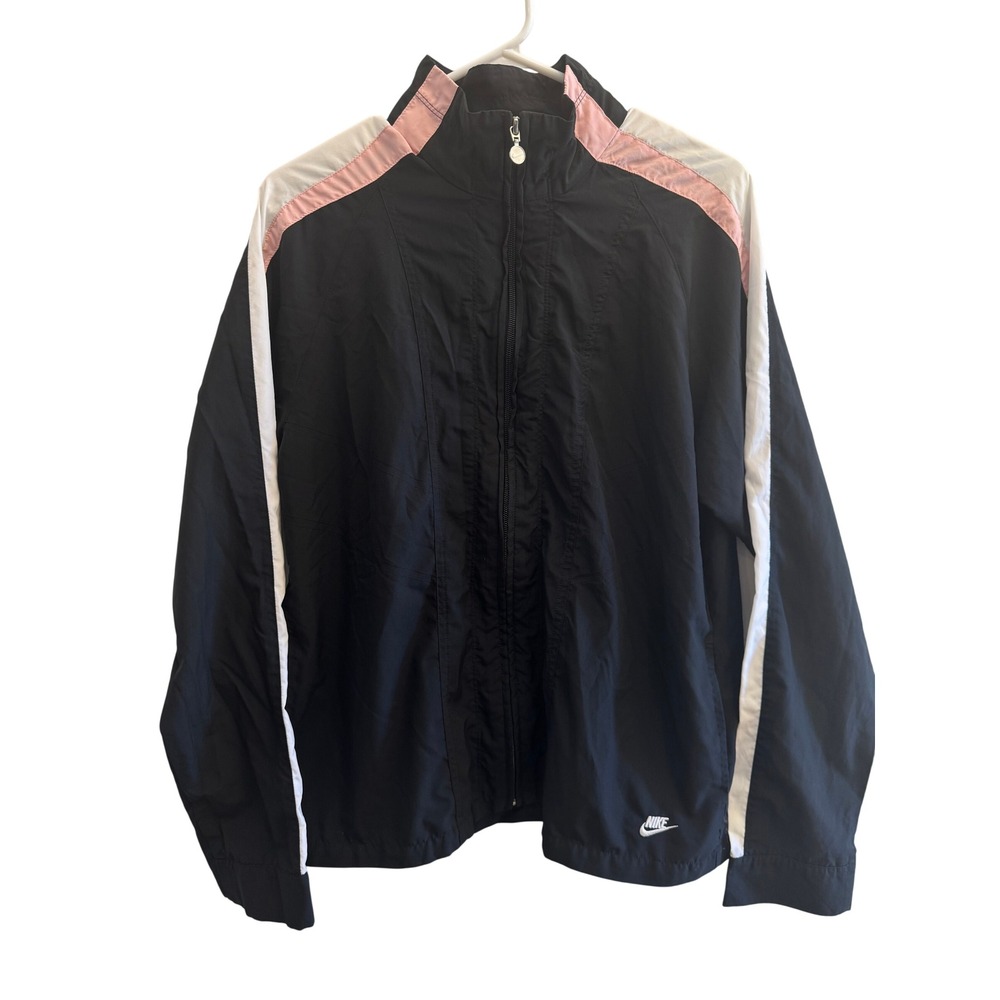 Nike Sportswear Womens  XL Track Jacket Black Pink White Colorblock Full Zip